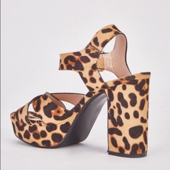 Leopard Print Chunky Heels - Picture 2 of 5